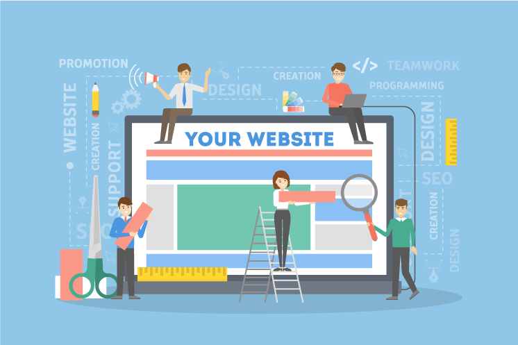 infographic of web experts optimizing a small business website